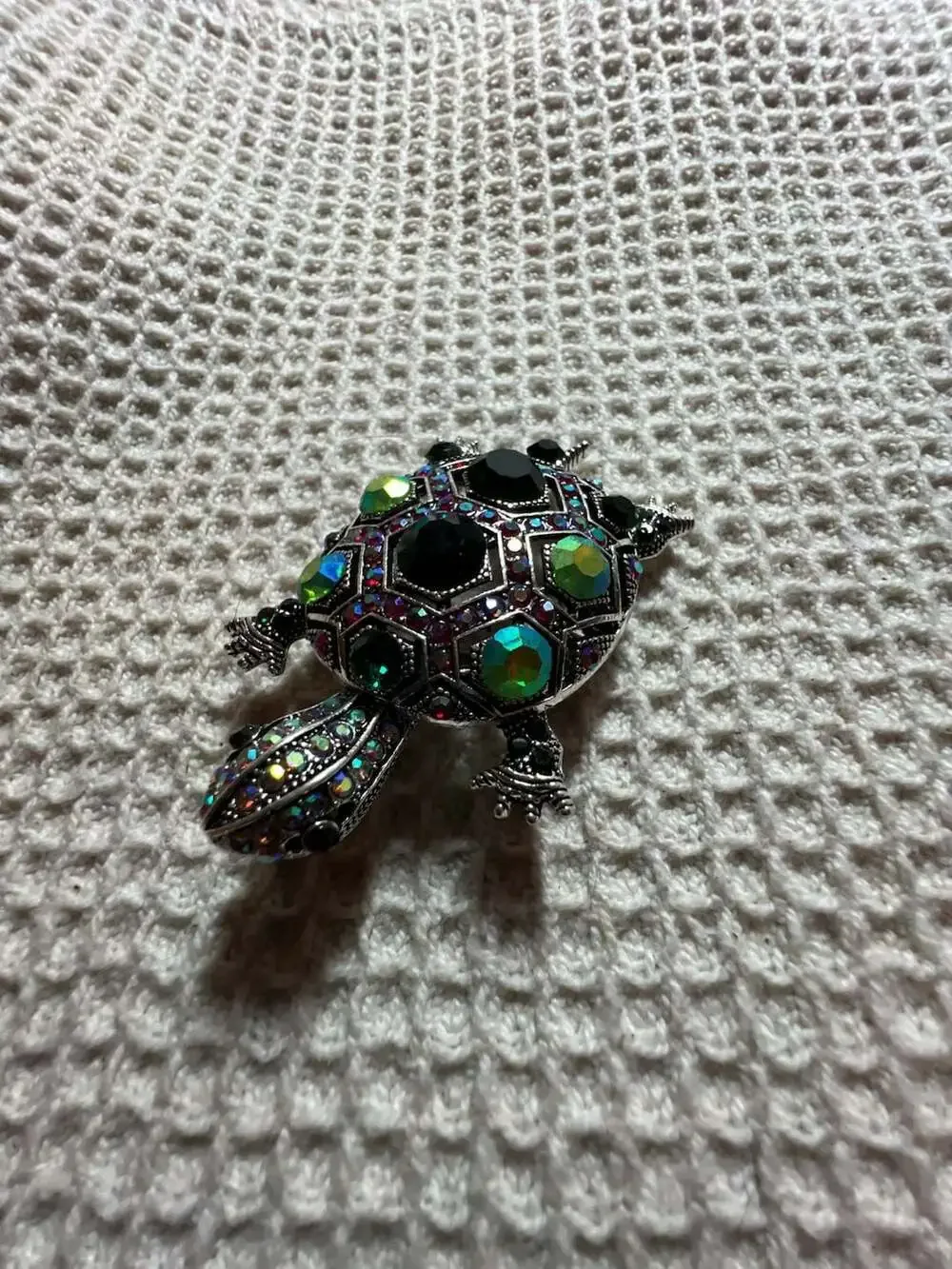 Large Rhinestone Turtle Brooch: Vintage Style Tortoise Pin - UK